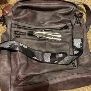 Gray Leather Crossbody Bag